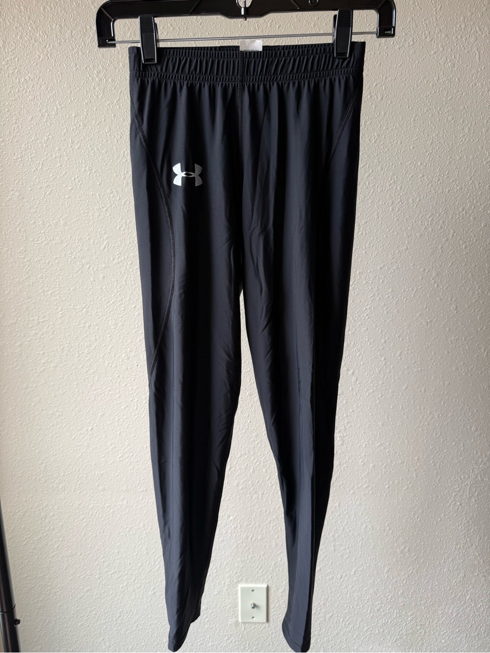 Under Armour Black Kids Leggings with White Logo